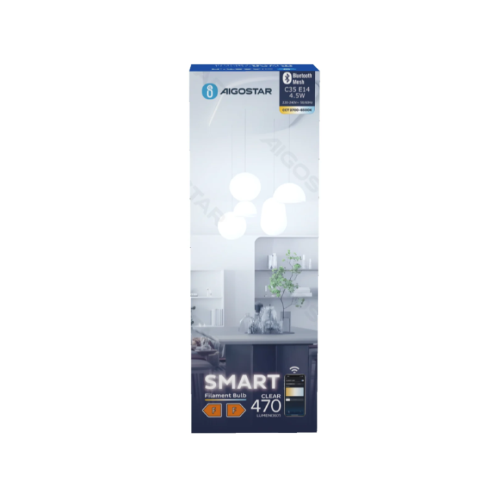 Bluetooth Mesh išmanioji siūlinė lemputė C35 4.5W CCT