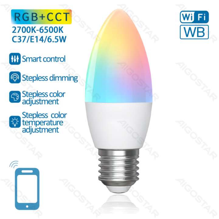 WB-Smart bulbs-C37-6.5W-RGB+2700K-6500K-555lm-E27