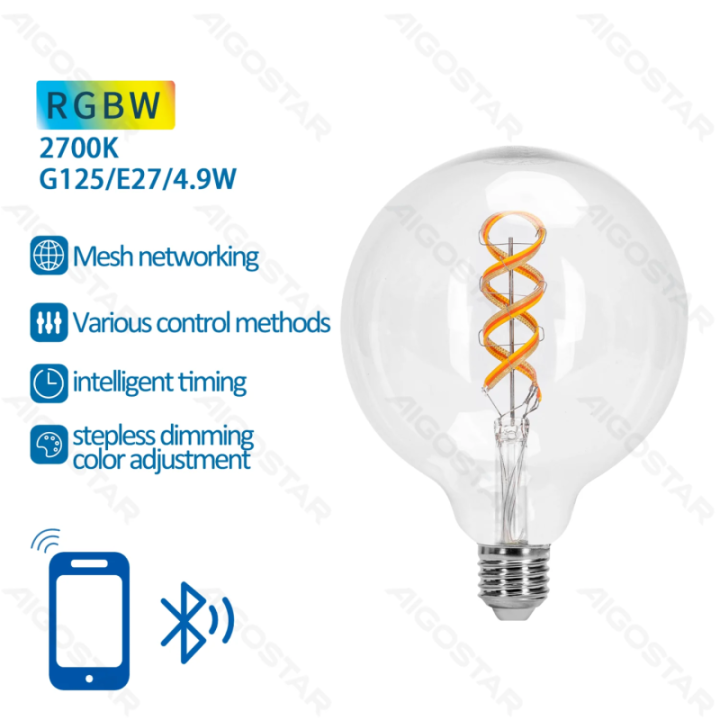 Bluetooth Mesh Smart Filament Bulb G125 4.9W RGBW