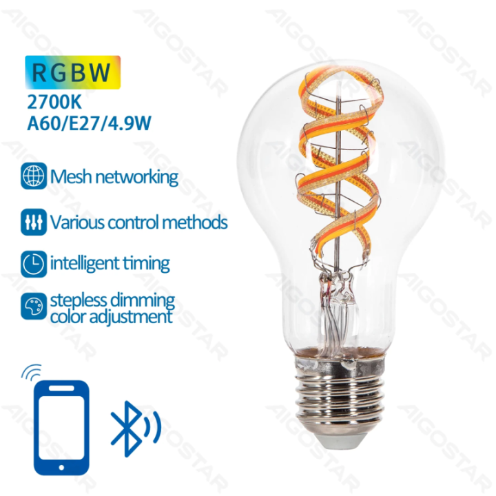 Bluetooth Mesh Smart Filament Bulb A60 4.9W RGBW