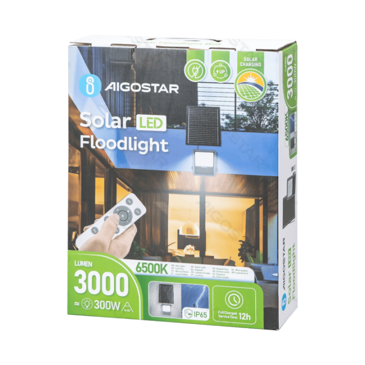 LED saulės prožektorius 300W 3000lm 6500K IP65