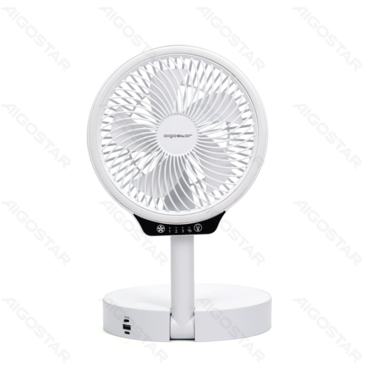 Table Fan, 5 Blades, 3 Speeds, 8000mAh, White