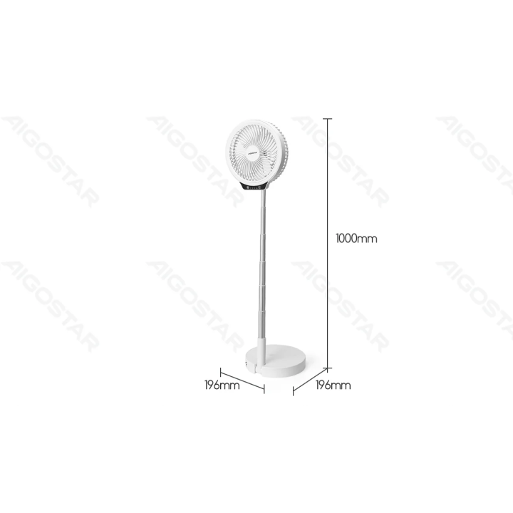 Table Fan, 5 Blades, 3 Speeds, 8000mAh, White