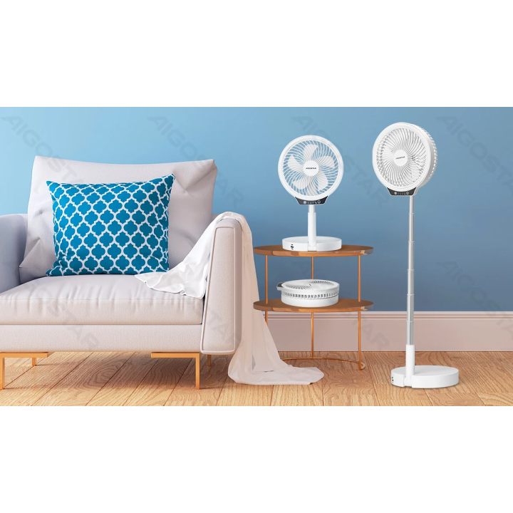 Table Fan, 5 Blades, 3 Speeds, 8000mAh, White