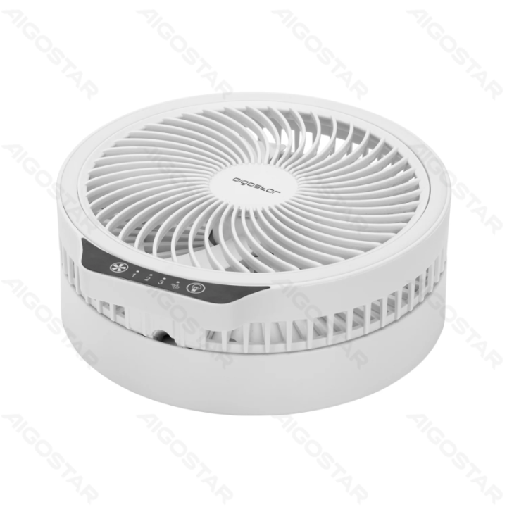Table Fan, 5 Blades, 3 Speeds, 8000mAh, White