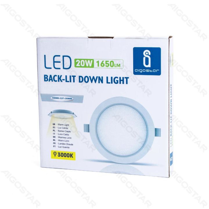 E6 LED įleidžiamas apvalus šviestuvas 20W geltona šviesa