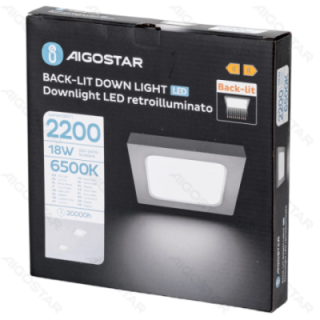 E6 LED paviršinis montuojamas kvadratinis šviestuvas 18W balta šviesa