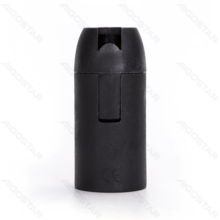 E14 Plastikinis spyruoklinis lemputės laikiklis juodas