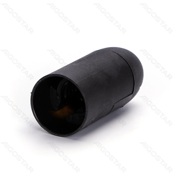 E14 Plastikinis spyruoklinis lemputės laikiklis juodas