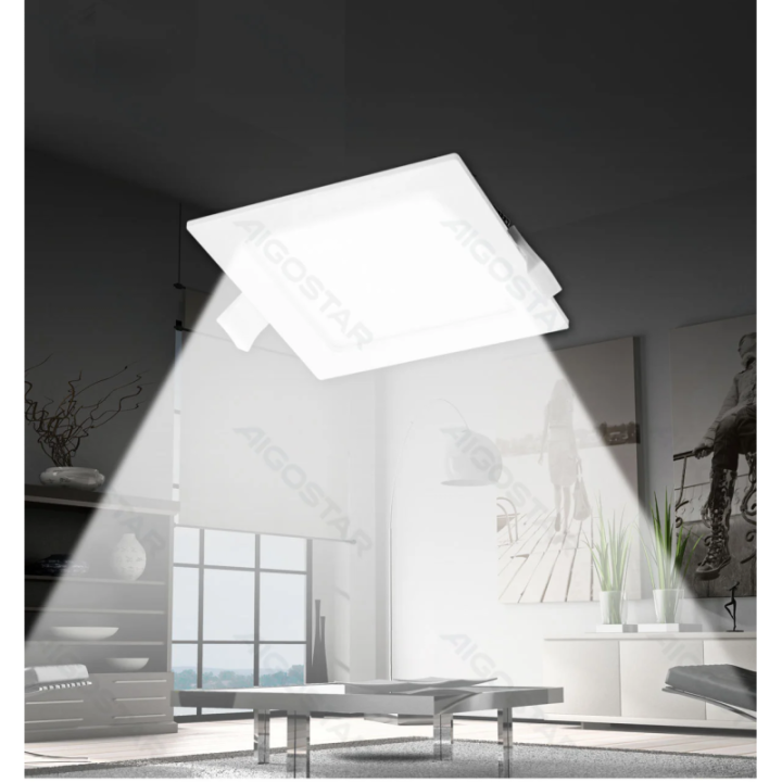 E6 LED Itin plonas įleidžiamas kvadratinis šviestuvas 16W balta šviesa