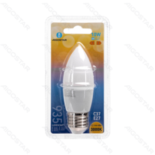LED C37 Apvali lemputė-E27-10W-3000K-935lm