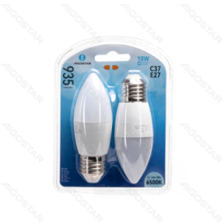 LED C37 Globe Bulb-E27-10W-6500K-935lm-2 pcs