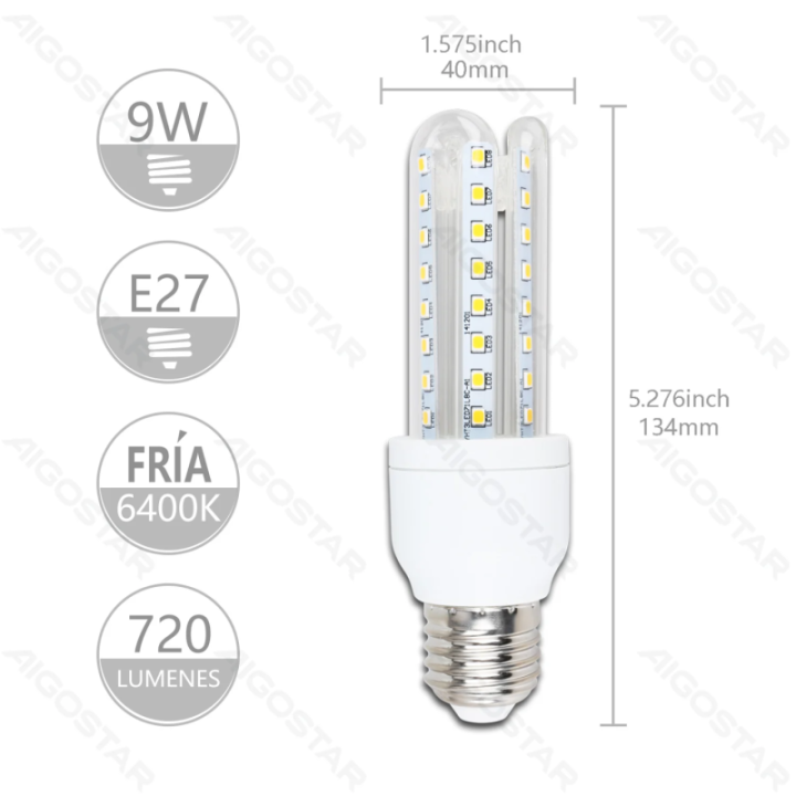 LED U-shaped Bulb 3U E27 9W