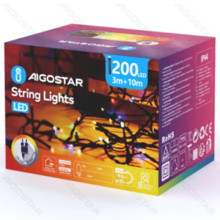 Low Voltage Flat String Lights, RGBY, 10m IP44, Indoor&Outdoor Color box