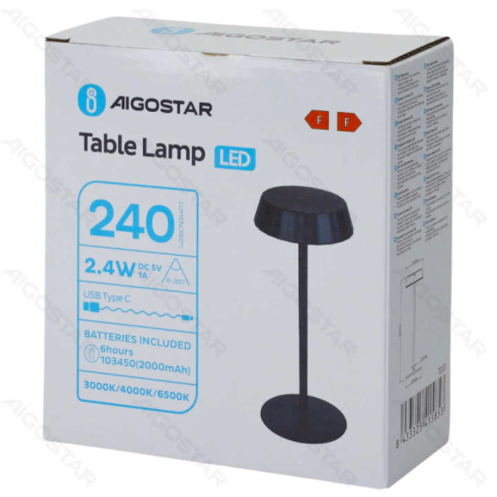 LED Stalinis aplinkos šviestuvas juodas 2.4W IP20