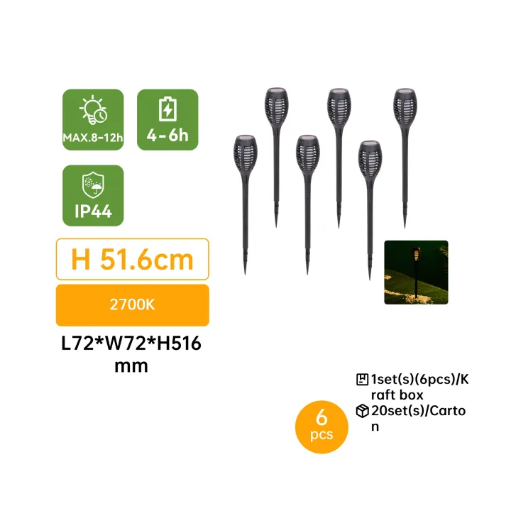 LED solar lawn light Fire 6500K 12PCS