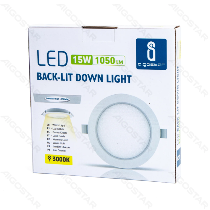 E6 LED  Flush-mounted Round Downlight 15W Yellow Light