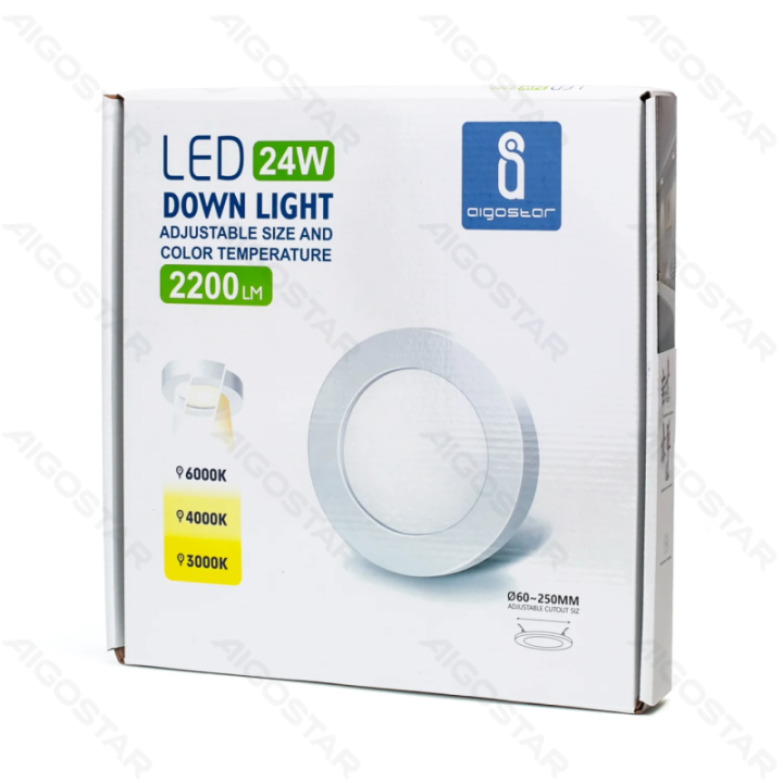 E6 LED Apvalus šviestuvas 24W, reguliuojamas dydis ir spalvos temperatūra