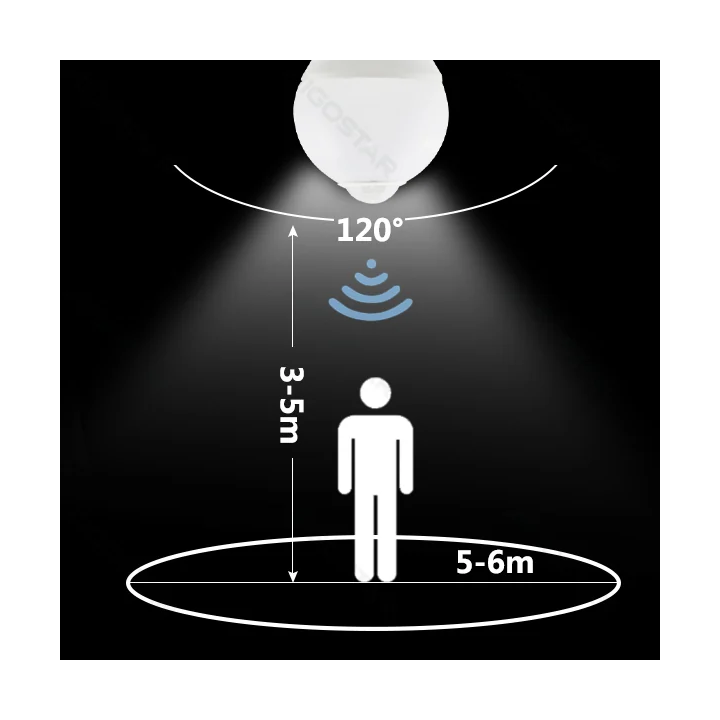 LED A60 E27 6W su infraraudonųjų spindulių jutikliu
