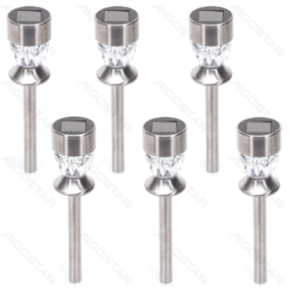 LED Solar Ambient Lawn Light Stainless Steel Diamond 6500K