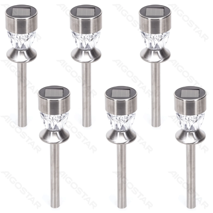 LED Solar Ambient Lawn Light Stainless Steel Diamond 6500K