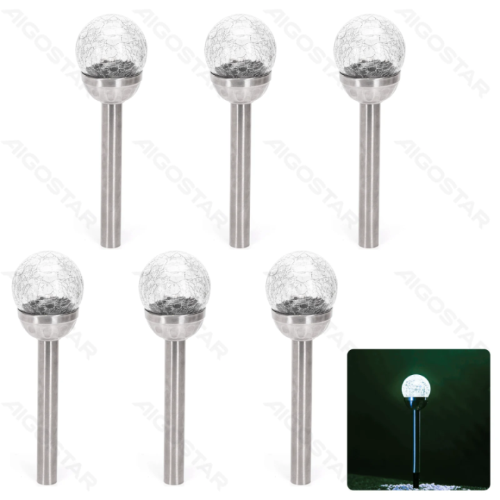 LED Solar Ambient Lawn Light Stainless Steel Cracked Ground Insert 6500K