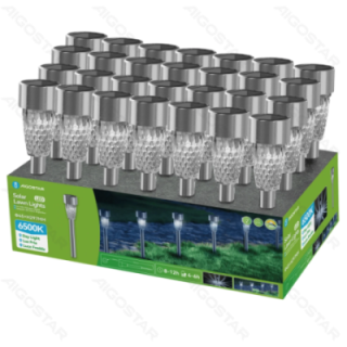 LED Solar Ambient Lawn Light Stainless Steel Bean Pattern 6500K