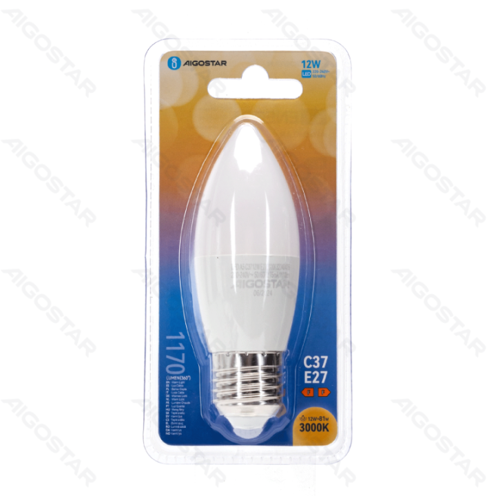 LED bulb C37 E27 12W 3000K