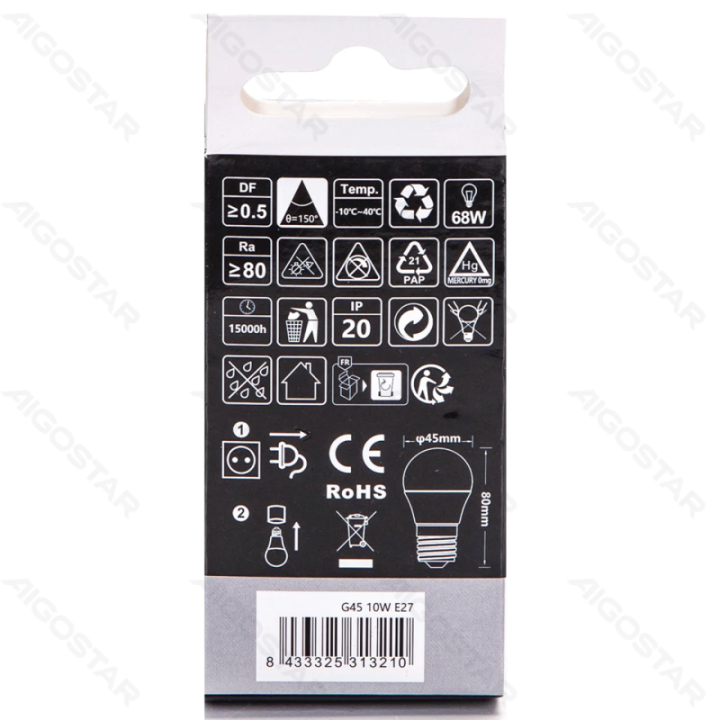 LED G45 E27 10W 6500K