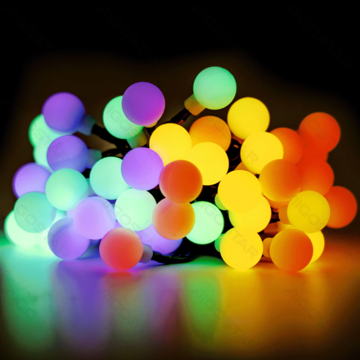 Solar milk bulb string lights, RGBY, 2m+10m