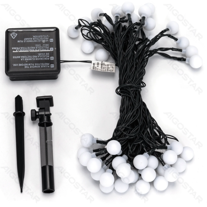 Solar milk bulb string lights, RGBY, 2m+10m