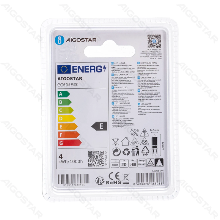 LED Stikliniai LED elementai G9 4W