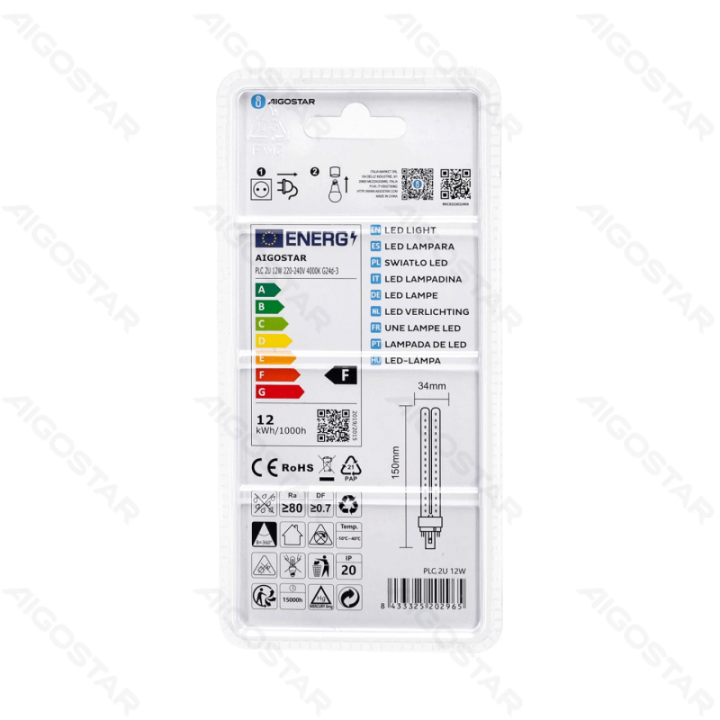 LED PLC vamzdis 2U 12W