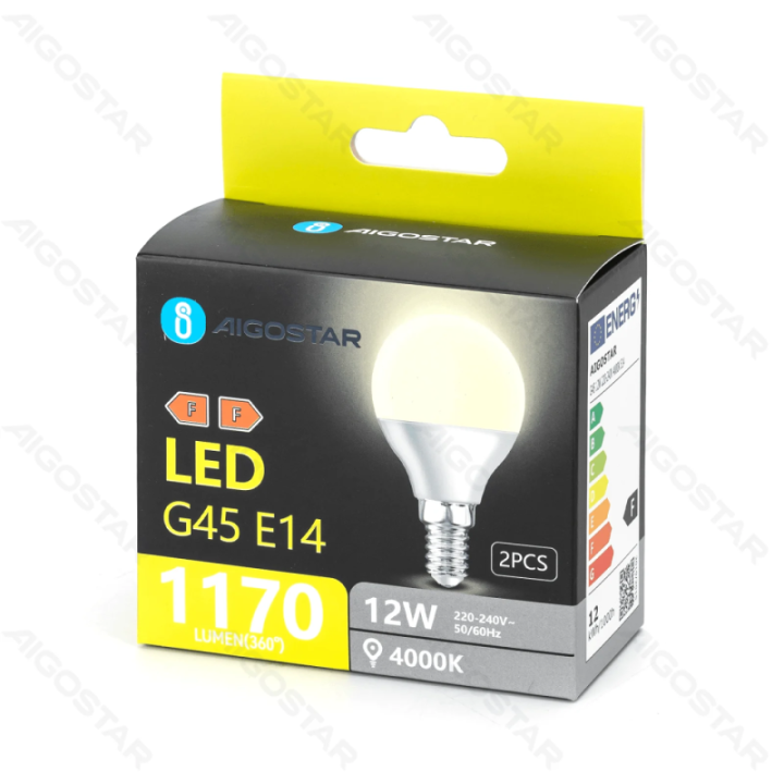 LED lemputė G45 12W 4000K 1170lm E14 2vnt