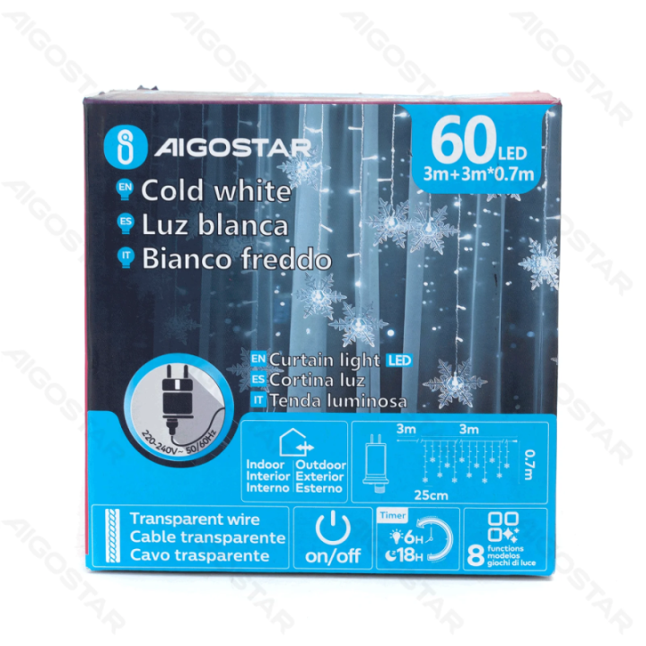 Low voltage connectable Icicle Wave Snowflake,cool white, 3m*0.7m, 12strips, IP44, Indoor&Outdoor 12 strips