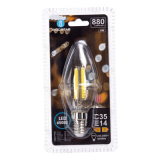 LED kaitrinė lemputė (skaidri) C35 E14 8W