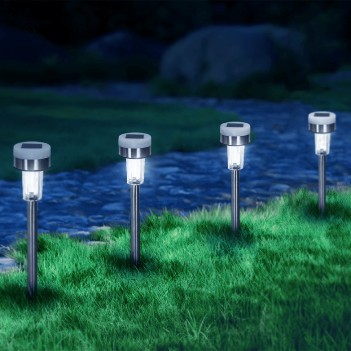 LED saulės aplinkos vejos šviestuvas iš nerūdijančio plieno, šviesa į viršų ir apačią 6500K