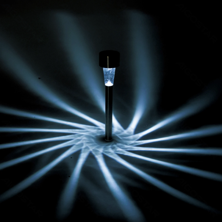 LED saulės aplinkos vejos šviestuvas iš nerūdijančio plieno, įstrižas sriegis 6500K