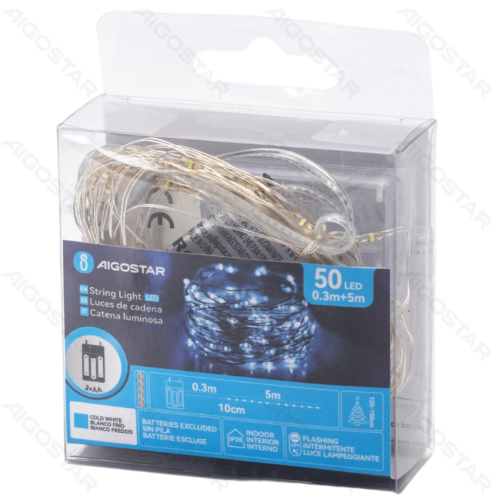 3AA battery copper wire string lights, cold white, 5m ,IP20 Indoor