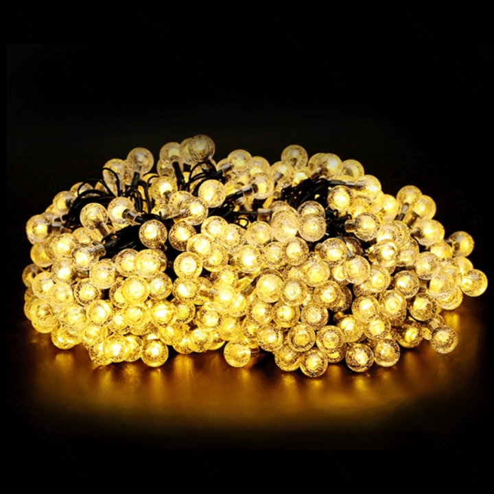 Solar bubble string lights, warm white, 2m+10m