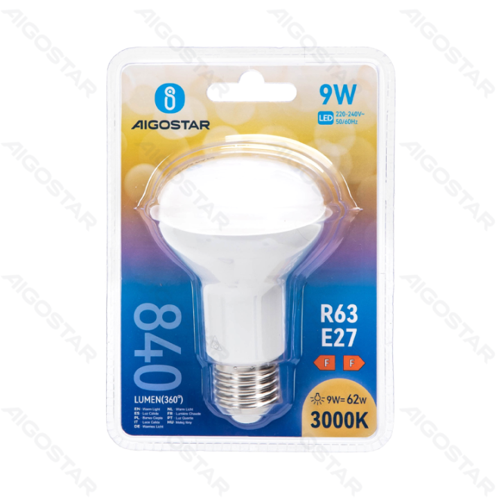 LED R63 Globe Bulb-E27-9W-3000K-840lm
