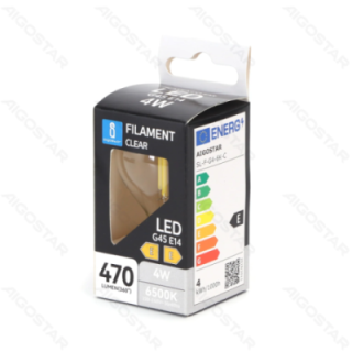 LED Kaitrinė lemputė (Skaidri) G45 E14 4W
