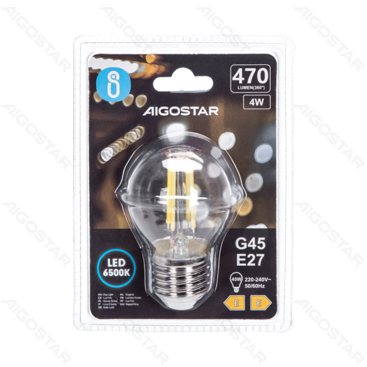 LED Filament Bulb (Clear) G45 E27 4W
