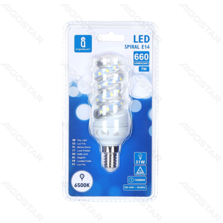 LED Spiralinė E14 7W