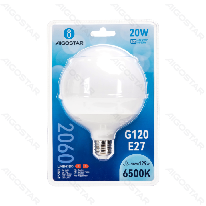 LED G120 Apvalioji lemputė-E27-20W-6500K-2060lm
