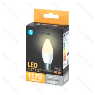 LED lemputė C37 E27 12W 3000K 2vnt