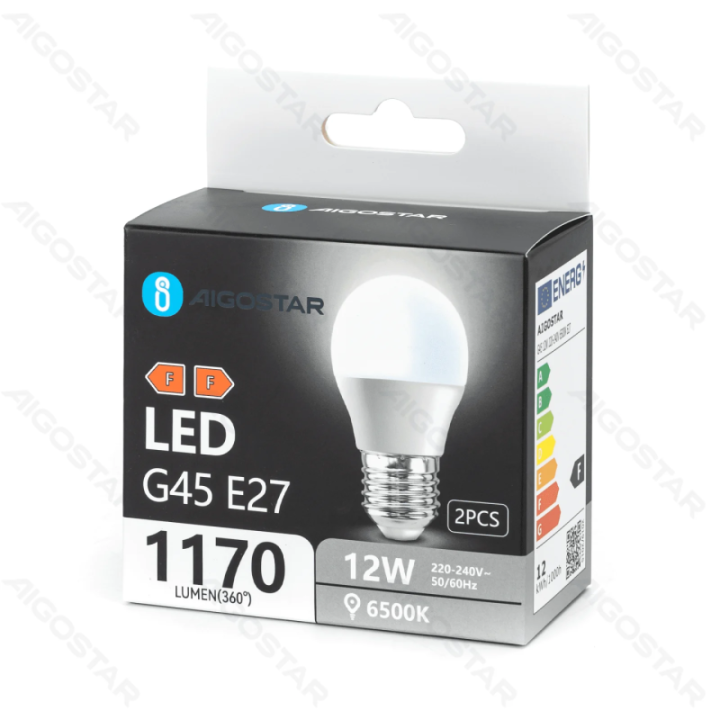LED bulb G45 12W 6500K 1170lm E27 2pcs