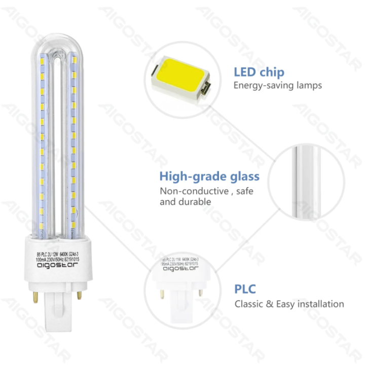 LED PLC lemputė 2U 12W