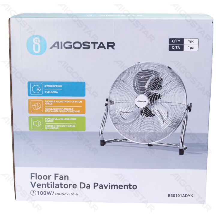 Floor Fan, 18 Inches, 3 Blades, 3 Speeds
