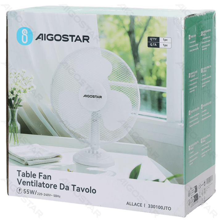 Table Fan,16 Inches, 5 Blades, 3 Speeds, White